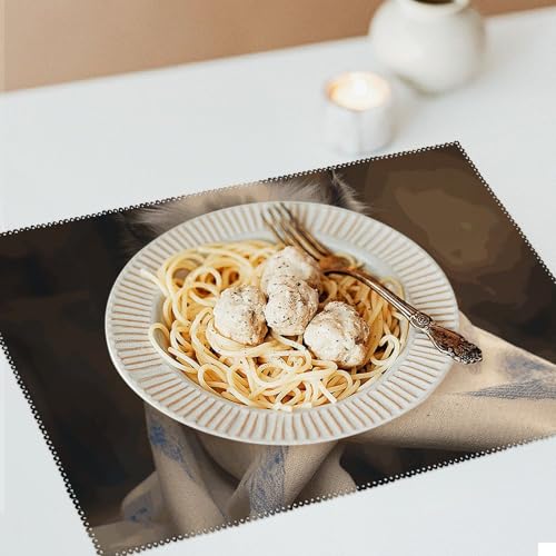 Set de table chat résistant chaleur toile lot de 6 infroissable - 7