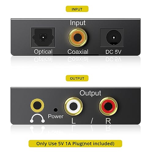 Image of PROZOR 192KHz Digital to Analog Audio Converter DAC Digital Optical to RCA Analog L /R Converter, SPDIF Toslink Optical to 3.5mm Jack Adapter for PS3 HD DVD PS4 Amp Apple TV Home Cinema -Aluminum Alloy