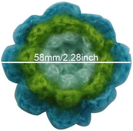 Miniatura 2 de 12PCS flores de ganchillo azules de punto flor 3D tres capas de ganchillo flores de punto forma de flor hecha a mano apliques de ganchillo de punto