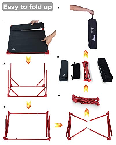iClimb Mesa Plegable Extensible Ultraligera de Aluminio Negra, Área Grande de Mesa, Compacta para Camping y Actividades al Aire Libre, Tamaño Pequeño miniatura 6