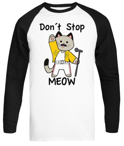Pala Ajustable Stop Meow Camiseta De Béisbol Unisex Camiseta Blanca De Manga Larga Unisex Baseball tee White Long Sleeve T-Shirt