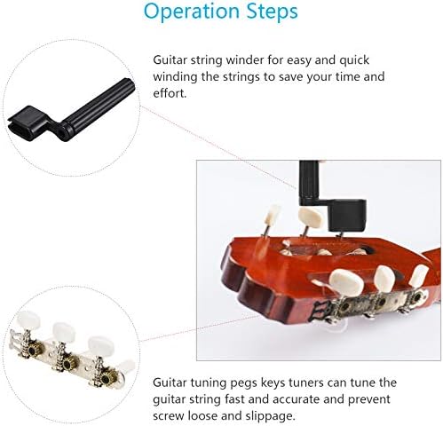 LOPOTIN 2Pcs Classical Guitar Tuning Pegs Keys Tuners Acoustic Guitar Machine Heads Tuner Silver Pearled Fingerboard Guitar Tuning Mechanical Accessory with Guitar String Winder 6Pcs Guitar Picks