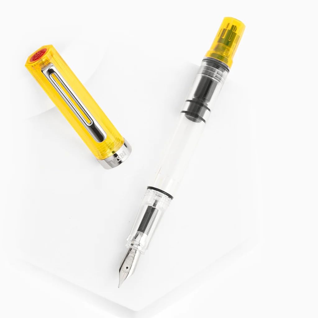 TWSBI Eco Penna Stilografica Trasparente Giallo, Pennino Acciaio EF, Caricamento a Stantuffo, 139 mm