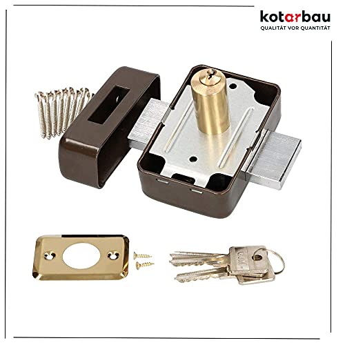 KOTARBAU® Aufschraubschloss 110 mm Kastenschloss Zustazschloss Türschloss Profilzylidner Türzusatzschloss Schloss Garagenschloss Torschloss Braun Top