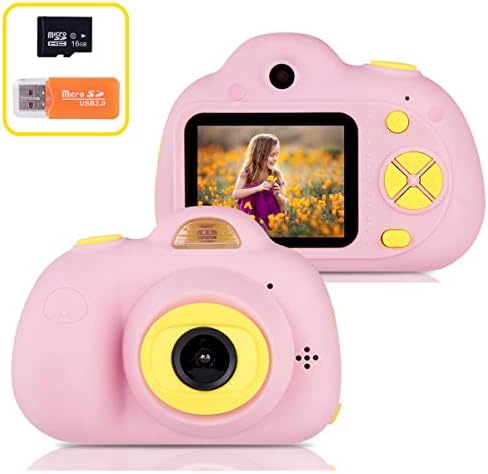 OPOLEMIN Kids Camera with Front Camera Video Camera for Kids with 16G Memory Card Digital Camcorders with 2 Inch Screen Selfie Camera with 8 Scene Options, Flash for Children