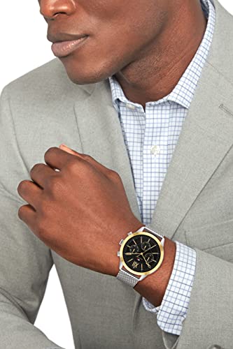 Image of Tommy Hilfiger Morrison Quartz Multifunction Black Dial Silver Stainless Steel Strap Watch for Men