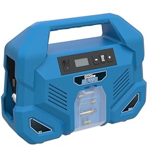 Güde Kompressor Airpower Dual Drive 12/230V/5-tlg. (150 W, max. 8 bar, 20 l/min eff. Liefermenge, öl- und wartungsfrei, 12 Volt & 230 Volt Anschluss, LCD-Display, 0, 6 m Druckluftschlauch & Zubehör)