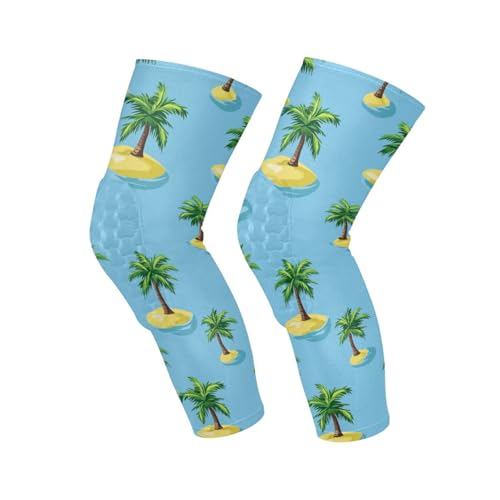 JUNZAN Tropical Trees Blue Basketball Knee Pads for Youth Kids Wrestling Knee Pads with Sleeves Sport Kneepads for Volleyball Football