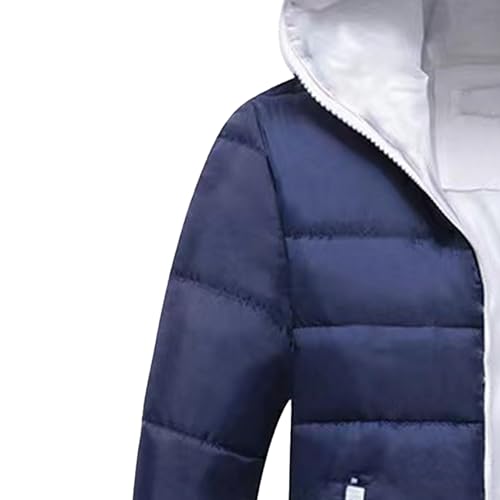 JEKE-DG Men's Slim Fit Hooded Casual Down Jackets Color Block Full Zip Puffer Coats Lightweight Outdoor Winter Quilted Coat3