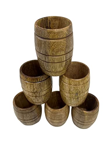 Collectiblesbuy Handmade Mango Wood Cups Set Of 6 Wooden Barrel Shaped Beer Mug Coffee Mug Small Travel Camping Cup Wood Beer Tea Cup Drinking Portable Mug For Men Wine Cup Beer Mugs Steins #TOP3