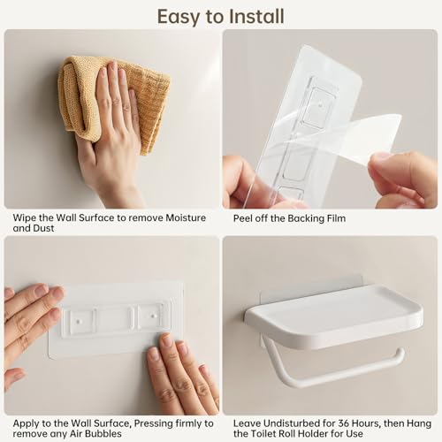 PAVSTINE Portarrollos Baño Sin Taladro, Compatible con Varios Tipos De Papel Higiénico Soporte Rollo Papel Higienico, ABS Multifuncional Porta Rollos De Papel Higienico, Blanco - imagen 7