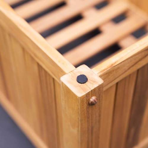 Image of Cambridge Casual Arie 60-Inch Teak Outdoor Deck Storage Box Chest, Weather-Resistant Patio Organizer with Soft-Close Lid for Pool, Garden & Backyard, 119 Gallons Outdoor Storage Box