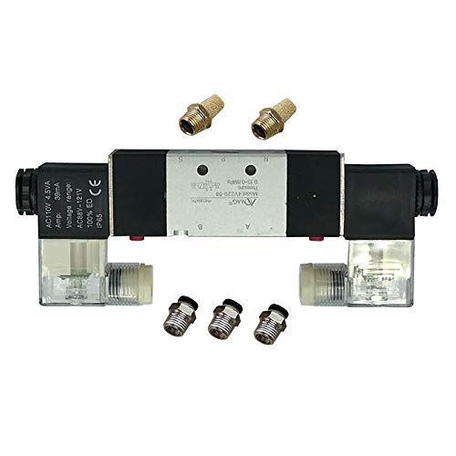 AOMAG Válvula solenoide neumática 4V220-08 AC 220V 1/4 "PT Doble bobina Pilot-Operado Eléctrico 2 Posición 5 vías Tipo de conexión Cover