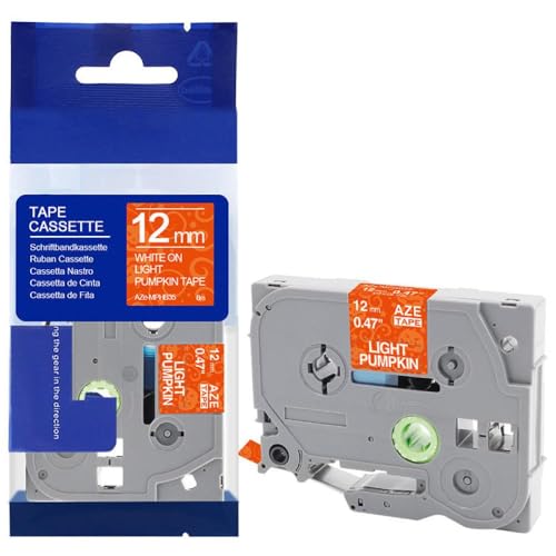 xv^[f12mm݊xe[vTZE631 TZE231 TZE131 PTH110 PTP710BT PTD200 PTD210 PTH100œ(White on Pumpkin)