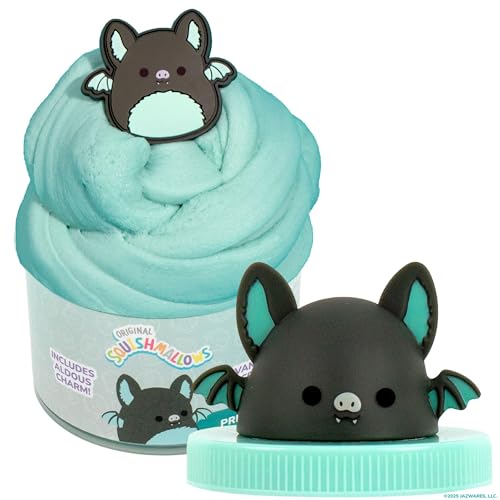 Original Squishmallows Aldous The Fruit Bat Premium Cloud Slime, Vanilla-Scented, 8 oz., Storage Container with Figurine Topper, Rubber Charm, Goodie...