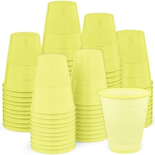 Pruvade Disposable Cups 500 Pack 5 oz Yellow Plastic