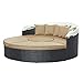 Modway Quest Wicker Rattan Outdoor Patio Canopy Sectional Daybed in Espresso Mocha