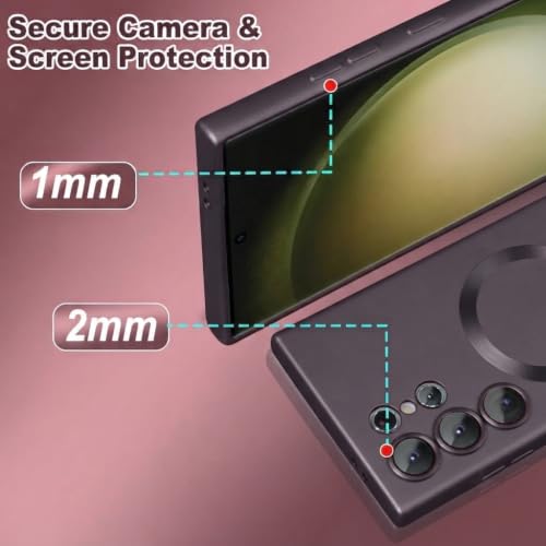Image of DIZORO Samsung S25 Ultra Case, Compatible with Mag Safe Back Cover, Matte Luxury Metallic Luster Flexible TPU Wireless Charging Shockproof Case with Camera Protector (Metallic Silver)