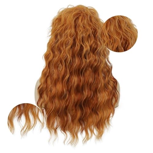 Perruque rousse longue ondulée thermorésistante au volume moelleux