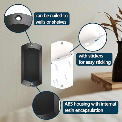 Image of 4pcs ABS Strip Anti-Metal RFID Tags Durable ABS Ntag213 Hard Strip Waterproof RFID Tags with Adhesive Back, Black Heat-Resistant RFID Tag for Home Security and Charging System (86 * 41mm)
