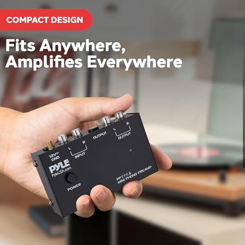 Image of Pyle Phono Turntable Preamp - Mini Audio Stereo Phonograph Preamplifier with RCA Inputs & Outputs, Low Noise Operation, 12V DC Adapter Powered, Compatible with Turntables, Receivers, Speakers & More