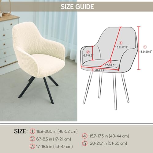 Image of HOKIPO Premium Jacquard Fully Covered Cover for Swivel Dining Chair with Arms, Pack of 2, Beige (AR-5356-BGE*2)