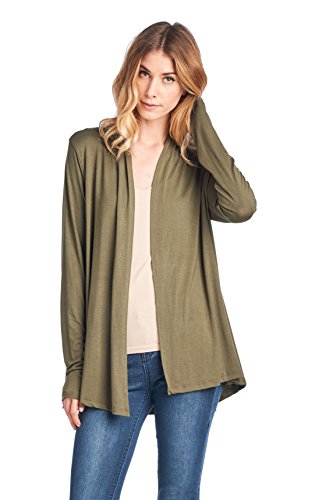 Image of Women Casual Open Front Long Sleeve Lightweight Softest Viscose Made from Bamboo Cardigan