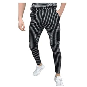 Generisch Slim Fit Streifenhose Schwarz 38/32