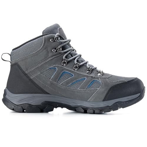 OUTJET Men's Waterproof Hiking Boots Lightweight Comfortable Leather Outdoor Boots