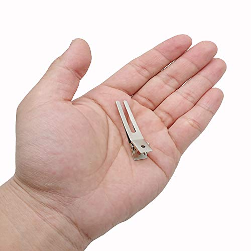 30 Pcs Hairdressing Double Prong Curl Clips 1.8" Curl Setting Section Hair Clips for Hair Bow Great Pin Curl Clip, Styling Clips for Hair Salon, Barber, Silver.