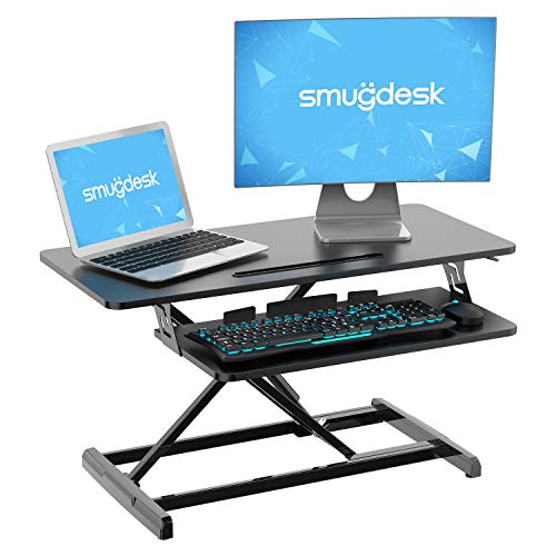 Standing Desk, Sit Stand Up Desk Height Adjustable Table 32 inch Standing Desk Converter, Ergonomic Tabletop Workstation Desk Riser, Home Office Desk with Keyboard Tray for Laptop