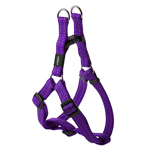 Reflective Adjustable Dog Step in Harness for Medium Dogs; matching collar and leash available, Purple