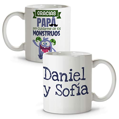 LolaPix Caneca personalizada do dia do pai. Caneca melhor pai. Presentes personalizados para o pai. Presentes originais do dia do pai. Roupas Dia do Pai. Vários desenhos. Capacidade 330 ml. Monstros