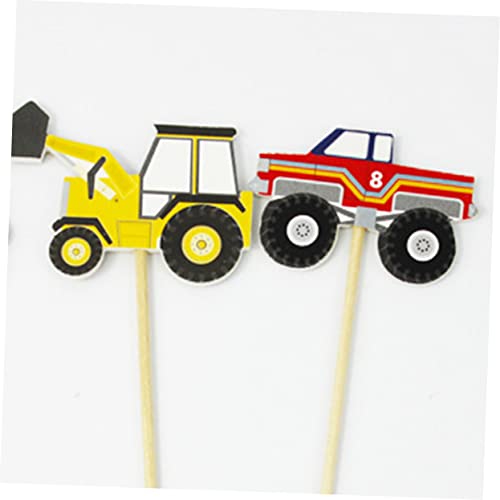 Totority 24 Pçs Decoração De Carro Topo De Bolo De Carro Topo De Bolo De Caminhão Cupcake Piks Trato