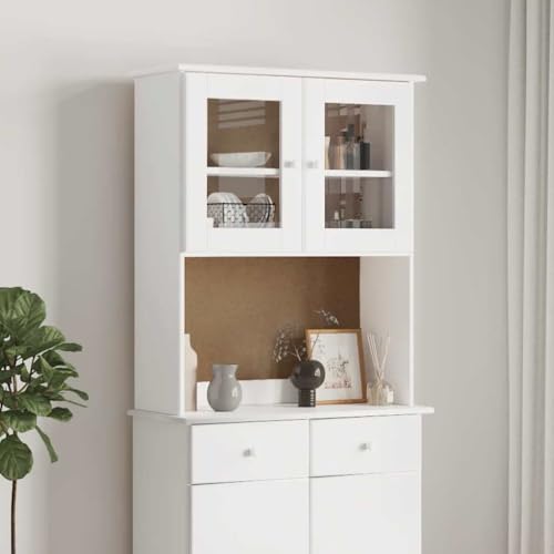 Lumanois Dessus de Commode Alta Blanc 77x30x92 cm Bois Massif de pin Buffets & bahuts Blanc,353946