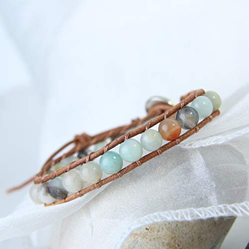 Image of KELITCH Turquoise Beaded Wrap Bracelets Bangle Handmade Charm Chain Strand Bracelet For Women