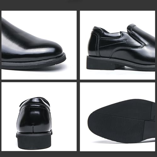 Men's Pointed Toe Slip on Dress Oxfords,Fashion Chunky Heel Loafers Classic Business Formal Leather Shoes2