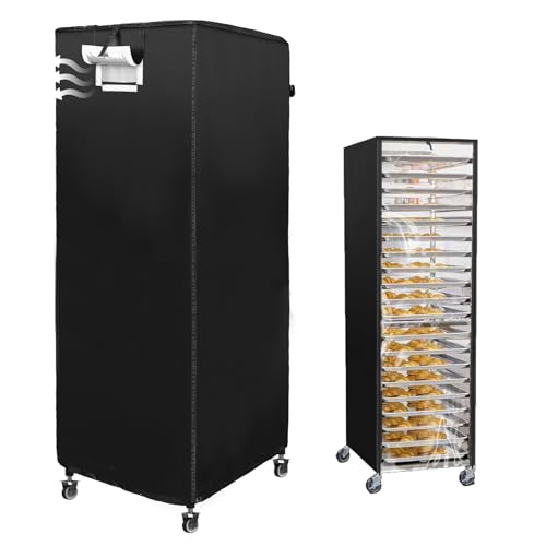 Speed Rack Cover Bread Rack Cover 20tier Sheet Bun Pan Rack Cover Commercial Bakery Racks Cover With Zipper, 23"X28"X64" Waterproof and Dustproof,Black