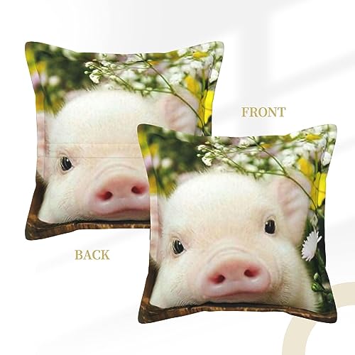 Housse de coussin cochon fleuri 50x50 cm en cuir imperméable