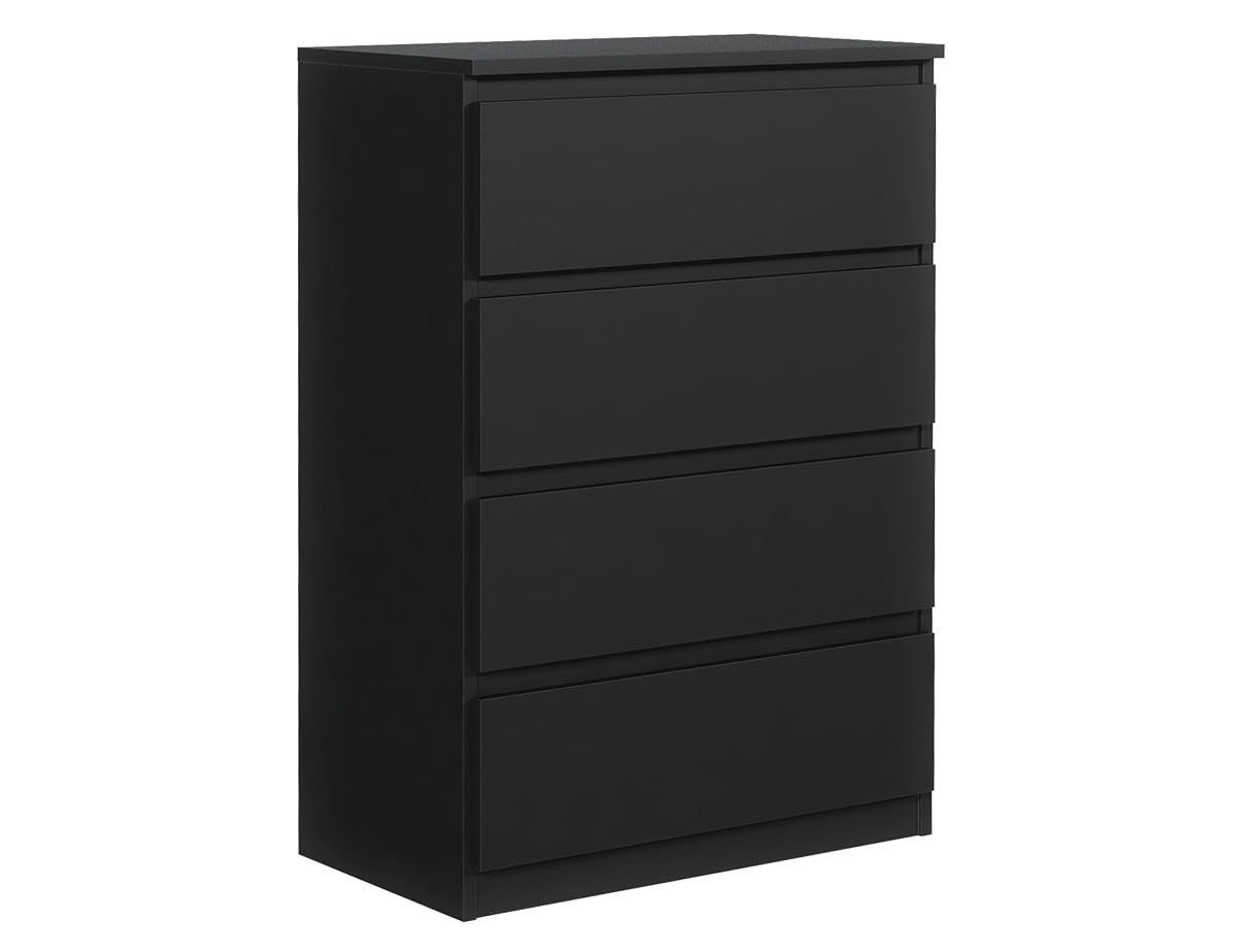 Commode à 4 tiroirs, idéale pour Le Salon, la Chambre à Coucher, la Chambre d'enfant, la Chambre d'adolescent et Le Bureau, (Noir)