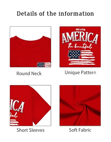 Image of AMWIPE Boys Girls USA Shirt Kids 250 Anniversary USA Shirts American Flag Tshirt 4th of July Outfits Cute Patriotic Top 6-14y