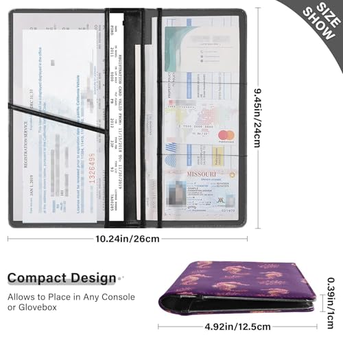 Car Registration and Insurance Holders Seahorse Pattern Print, PU Leather for License Documents Cards3