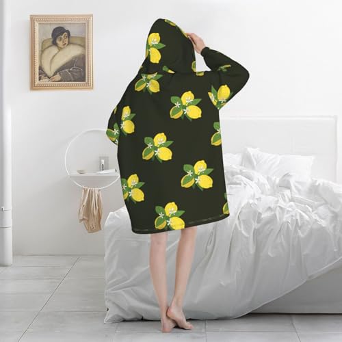 Sweat à capuche couverture imprimé citron et lys noir