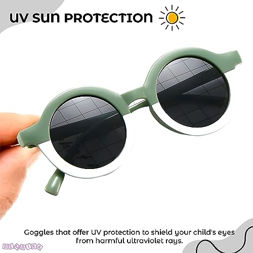 Image of Bembika Fashionable Sunglasses for Kids Baby Girls and Baby Boys, Stylish Eyewear for Kids Dual Color Design Glasses for Kids Fancy Style Goggles - (Green)