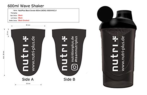 Klassieke Protein Shaker zwart 600 ml voor onderweg - Sport Fitness Bodybuilding - met schroefdop en mesh insert - BPA… - Image 4