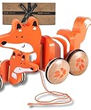 Jaques of London Wooden Pull Along Toy Felix the Fox | Sustainable Toddler Pull Toy | Wooden Toys for 2 Year Olds | Since 1795