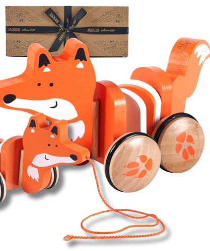 Image of Jaques of London Wooden Pull Along Toy Felix the Fox | Sustainable Toddler Pull Toy | Wooden Toys for 2 Year Olds | Since 1795