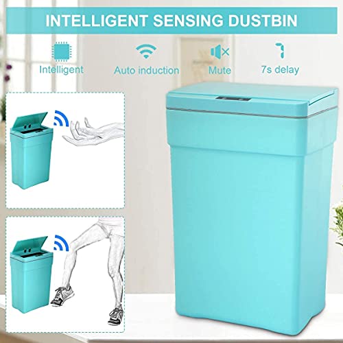 Caneca de basura rectangular de 50 litros con tapa automática azul miniatura 5
