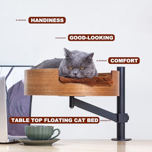 ZBUQ Mesa de cama para gatos com tapete para animais de estimação, rede para gatos para mesa, mesa d