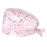 THXFUNAREA OP Hauben Damen – Arbeitsmütze mit floralem Muster, Stoff OP Haube mit Bindeband, OP Haube für Pflege Praxis Klinik